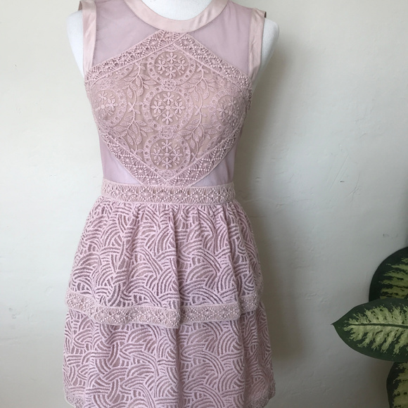 BCBGMaxAzria Dresses & Skirts - BCBG Lavender Lace Cut out Party Dress BCBGMaxAzria Dresses & Skirts - BCBG Lavender Lace Cut out Party Dress